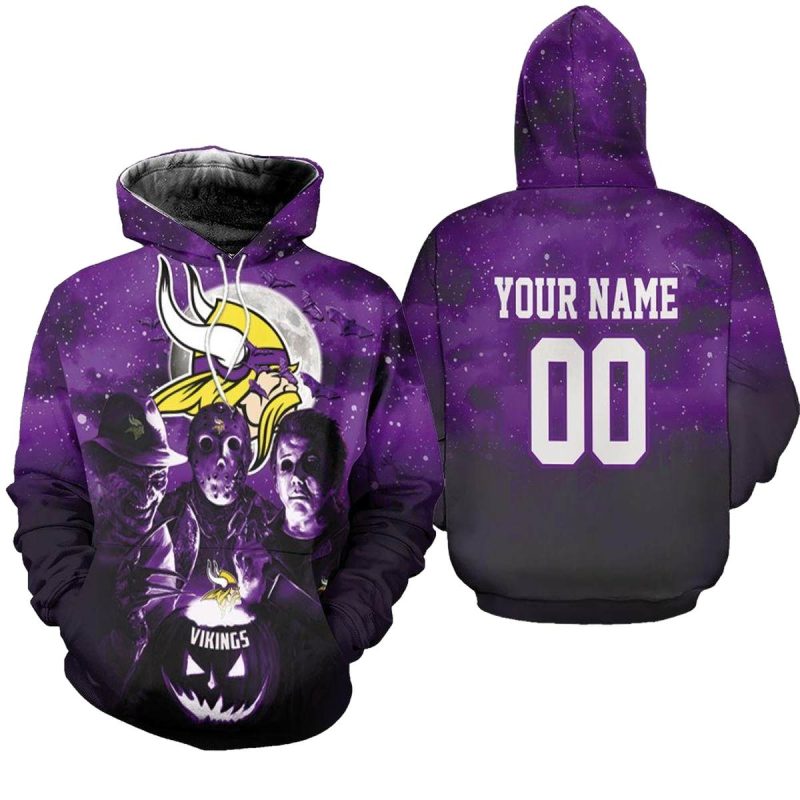 Personalized Minnesota Vikings Jason Freddy Myers Halloween Aop Hoodie 1