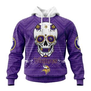 Personalized Minnesota Vikings Kits For Dia De Muertos AOP Hoodie