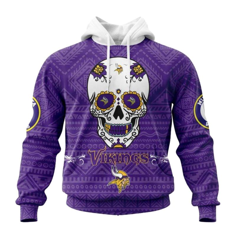 Personalized Minnesota Vikings Kits For Dia De Muertos Aop Hoodie 1