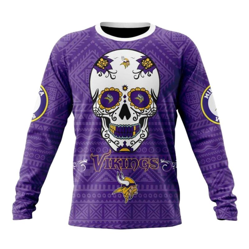 Personalized Minnesota Vikings Kits For Dia De Muertos Aop Sweatshirt 1