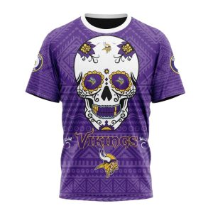 Personalized Minnesota Vikings Kits For Dia De Muertos AOP T Shirt