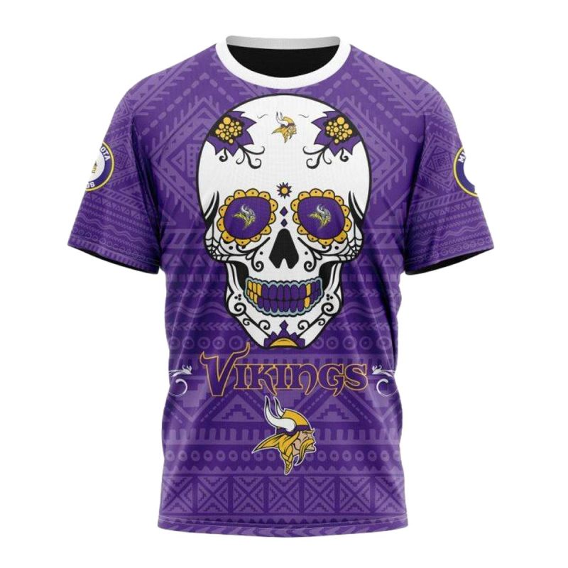 Personalized Minnesota Vikings Kits For Dia De Muertos Aop T Shirt 1