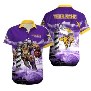 Personalized Minnesota Vikings Lighthouse Viking Warrior Hawaiian Shirt