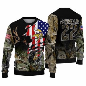 Personalized Minnesota Vikings Logo And American Flag Claw AOP Sweatshirt