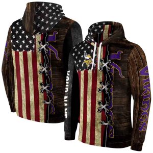 Personalized Minnesota Vikings Logo And American Pride AOP Hoodie