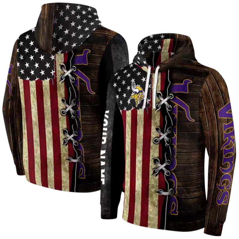 Personalized Minnesota Vikings Logo And American Pride Aop Hoodie 1