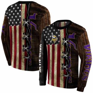 Personalized Minnesota Vikings Logo And American Pride AOP Sweatshirt