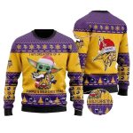 Personalized Minnesota Vikings Logo And Baby Yoda Santa Claus Ugly Sweater