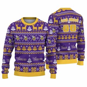 Personalized Minnesota Vikings Logo And Christmas Pattern AOP Sweatshirt