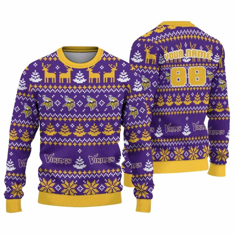 Personalized Minnesota Vikings Logo And Christmas Pattern Aop Sweatshirt 1