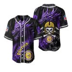 Personalized Minnesota Vikings Logo And Dragon Purple Baseball Jersey