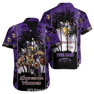 Personalized Minnesota Vikings Logo And Fierce Warrior Hawaiian Shirt