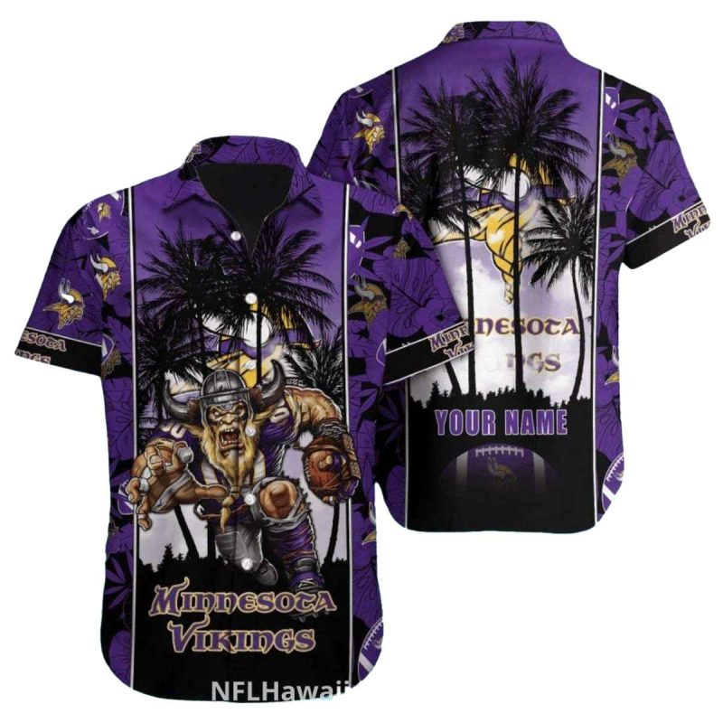 Personalized Minnesota Vikings Logo And Fierce Warrior Hawaiian Shirt 1