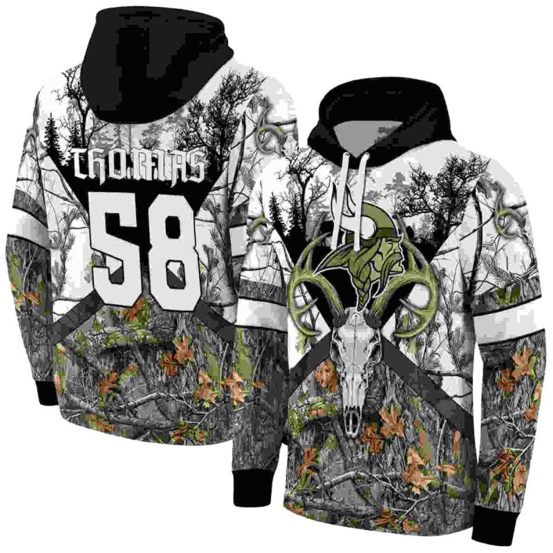 Personalized Minnesota Vikings Logo And Forest Silhouette Aop Hoodie 1