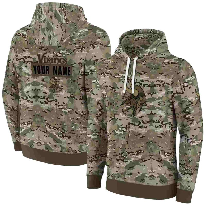 Personalized Minnesota Vikings Logo And Military Style Aop Hoodie 1