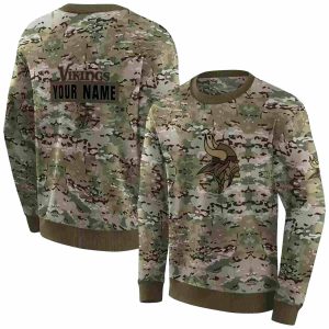 Personalized Minnesota Vikings Logo And Military Style AOP Sweatshirt