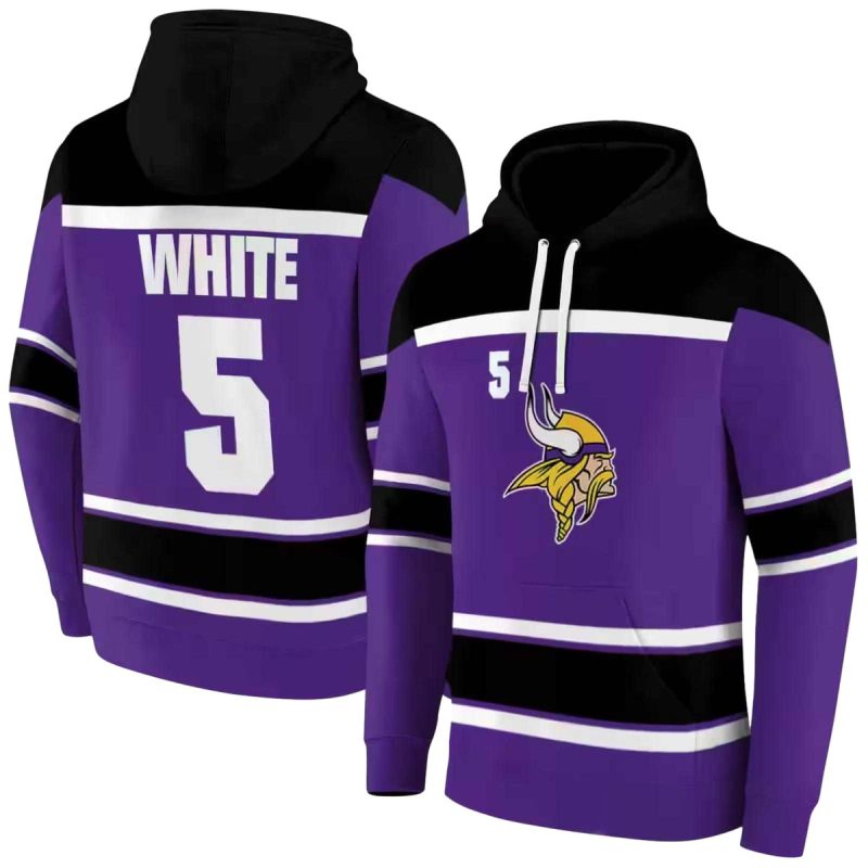 Personalized Minnesota Vikings Logo And Striped Purple And Black Pattern Aop Hoodie 1