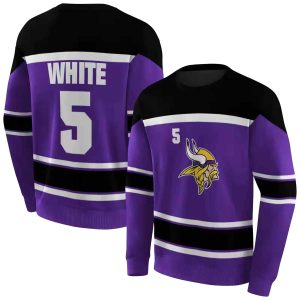 Personalized Minnesota Vikings Logo And Striped Purple And Black Pattern AOP Sweatshirt
