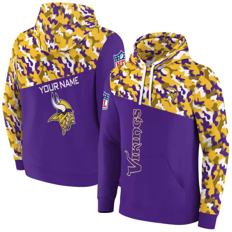 Personalized Minnesota Vikings Logo Camo And Purple Pattern Aop Hoodie 1