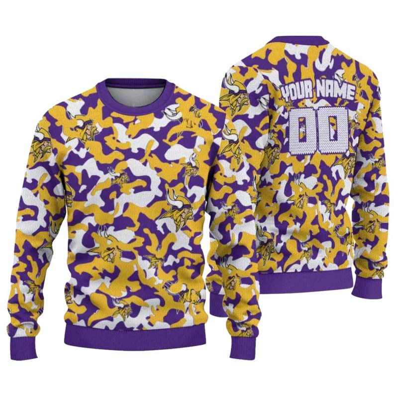 Personalized Minnesota Vikings Logo Camouflage Motif Aop Sweatshirt 1
