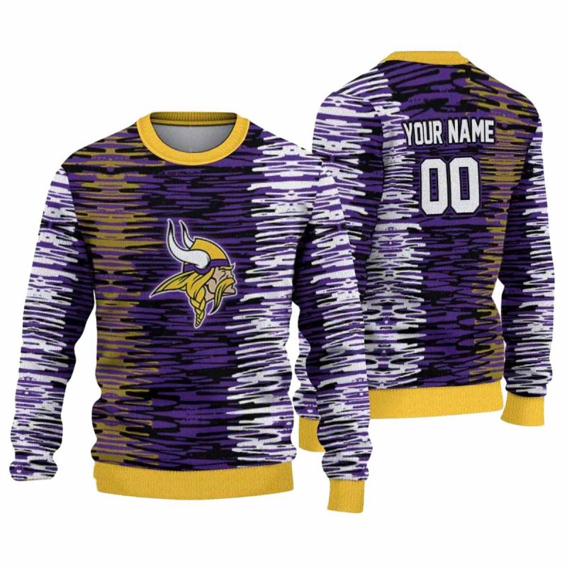 Personalized Minnesota Vikings Logo Camouflage Stripe Purple White Aop Sweatshirt 1