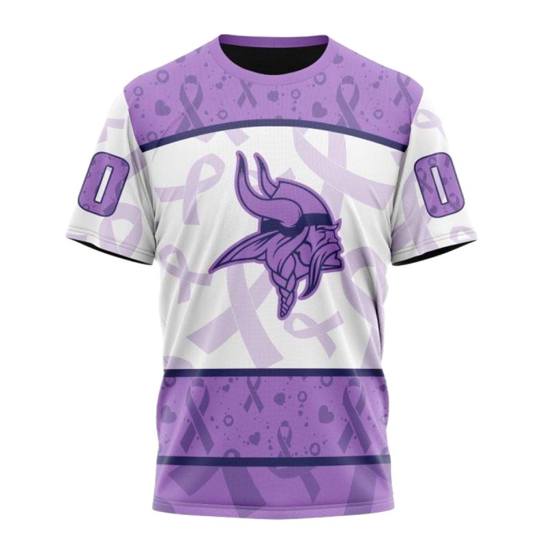 Personalized Minnesota Vikings Logo Fight Cancer Aop T Shirt 1