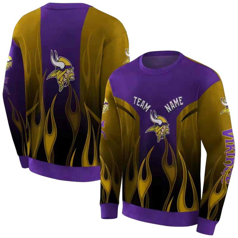 Personalized Minnesota Vikings Logo Flame Design Purple Aop Sweatshirt 1