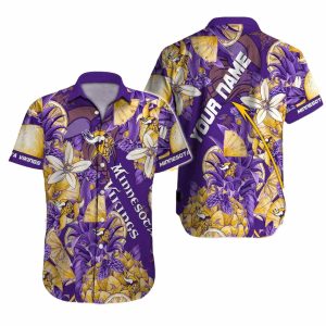 Personalized Minnesota Vikings Logo In My Heart Floral Pattern Hawaiian Shirt