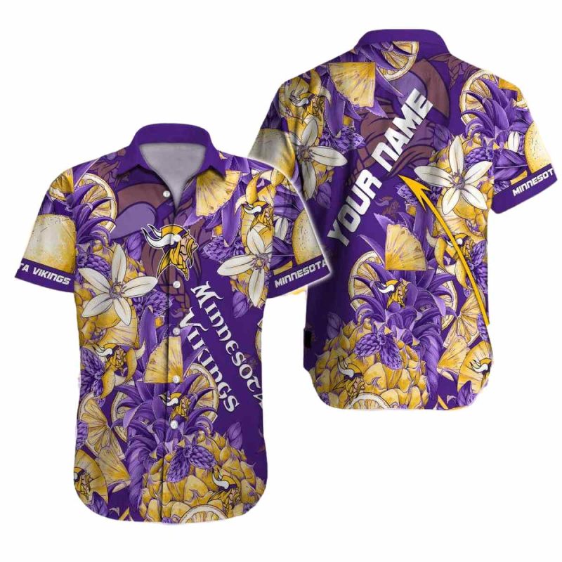 Personalized Minnesota Vikings Logo In My Heart Floral Pattern Hawaiian Shirt 1