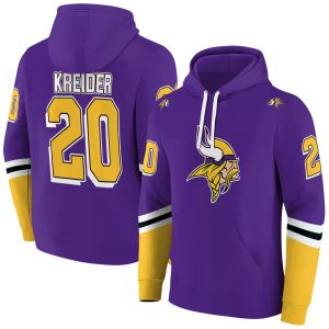 Personalized Minnesota Vikings Logo In My Heart Striped Yellow Purple AOP Hoodie