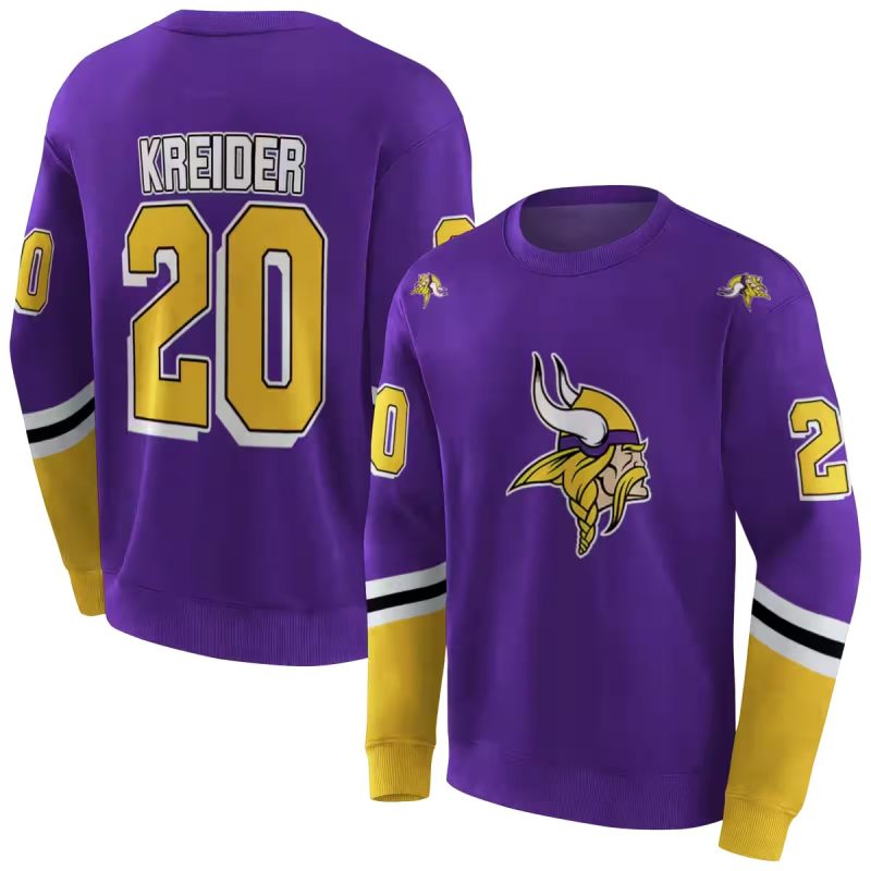 Personalized Minnesota Vikings Logo In My Heart Striped Yellow Purple Aop Sweatshirt 1