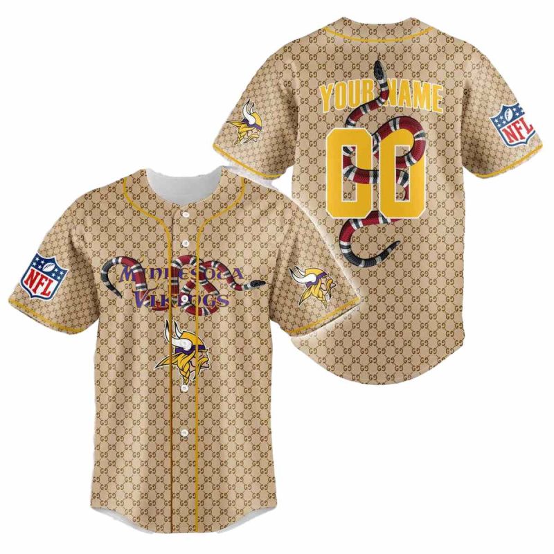 Personalized Minnesota Vikings Logo Inside Me Snake Baseball Jersey 1