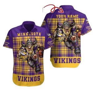 Personalized Minnesota Vikings Logo Lover And Mascot Hawaiian Shirt