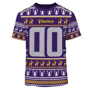 Personalized Minnesota Vikings Logo Lover Christmas Pattern AOP T Shirt