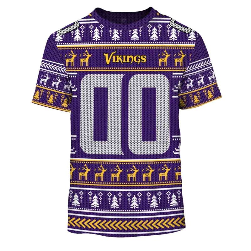 Personalized Minnesota Vikings Logo Lover Christmas Pattern Aop T Shirt 1