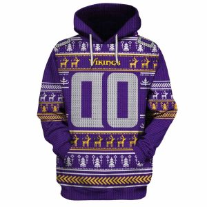 Personalized Minnesota Vikings Logo Lover Ugly Christmas AOP Hoodie