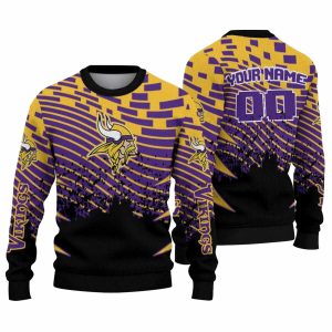 Personalized Minnesota Vikings Logo Pixel Flow Purple Black AOP Sweatshirt