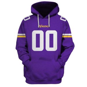 Personalized Minnesota Vikings Logo Purple Pattern AOP Hoodie