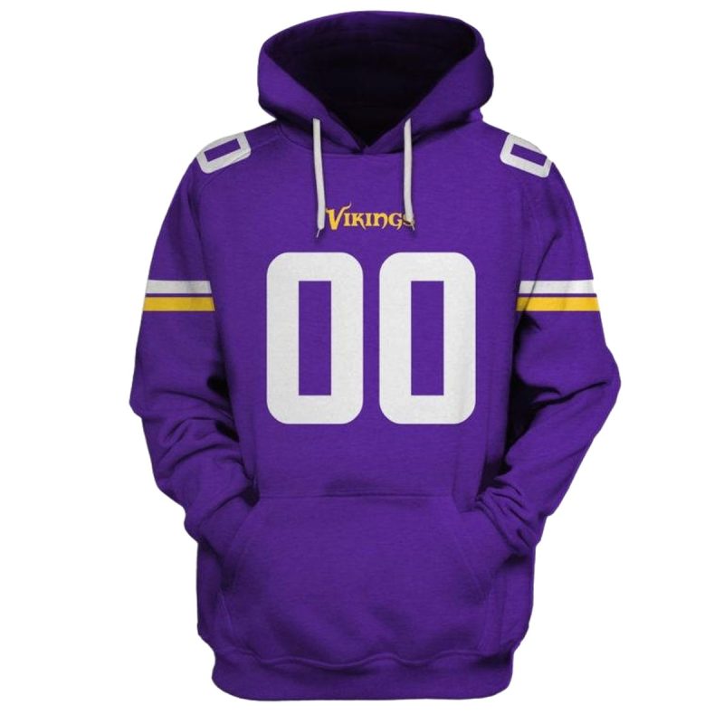 Personalized Minnesota Vikings Logo Purple Pattern Aop Hoodie 1