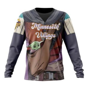 Personalized Minnesota Vikings Mandalorian And Baby Yoda AOP Sweatshirt