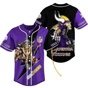 Personalized Minnesota Vikings Mascot And Death Baseball Jersey