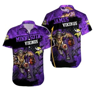 Personalized Minnesota Vikings Mascot Dark Grit Hawaiian Shirt
