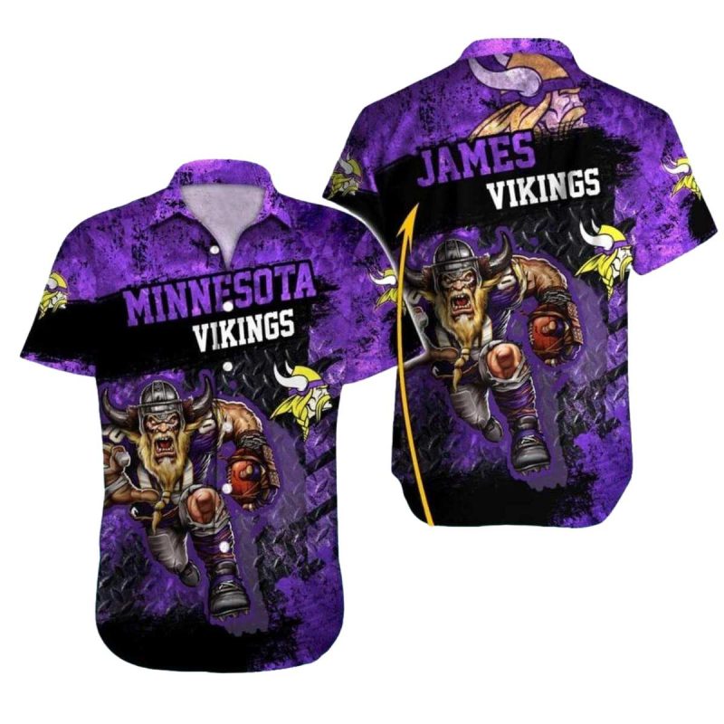 Personalized Minnesota Vikings Mascot Dark Grit Hawaiian Shirt 1