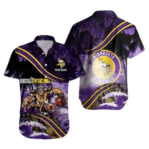 Personalized Minnesota Vikings Mascot Night Rider Hawaiian Shirt