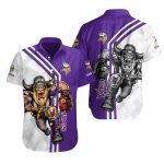 Personalized Minnesota Vikings Mascot Rush White And Purple Hawaiian Shirt
