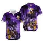 Personalized Minnesota Vikings Mascot Sunset Beachside Hawaiian Shirt