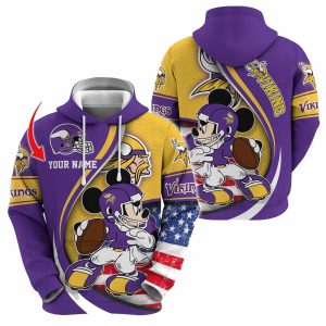 Personalized Minnesota Vikings Mickey Mouse Player AOP Hoodie
