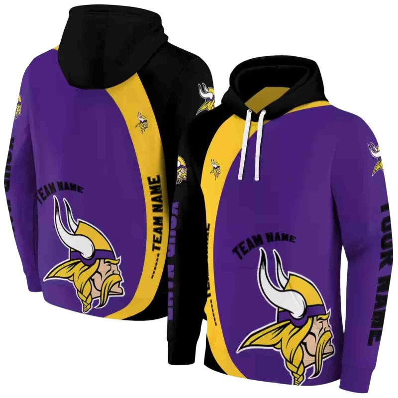 Personalized Minnesota Vikings Minimalist Design Purple Black Aop Hoodie 1