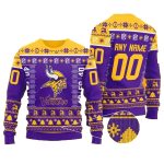 Personalized Minnesota Vikings NFL Yard Line Ugly Sweater