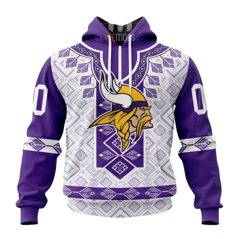 Personalized Minnesota Vikings Native Pattern Aop Hoodie 1